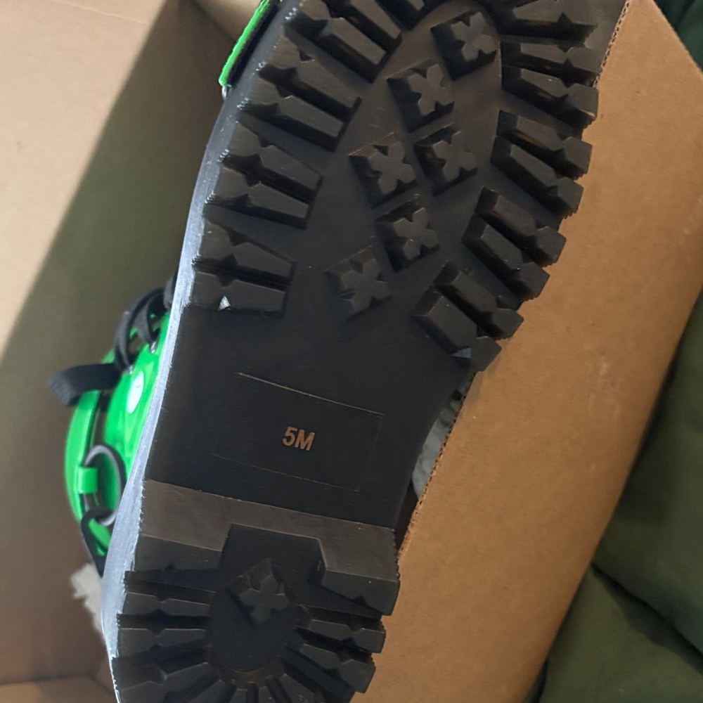 Neon Green Platform Combat Boots - Picture 3 of 7